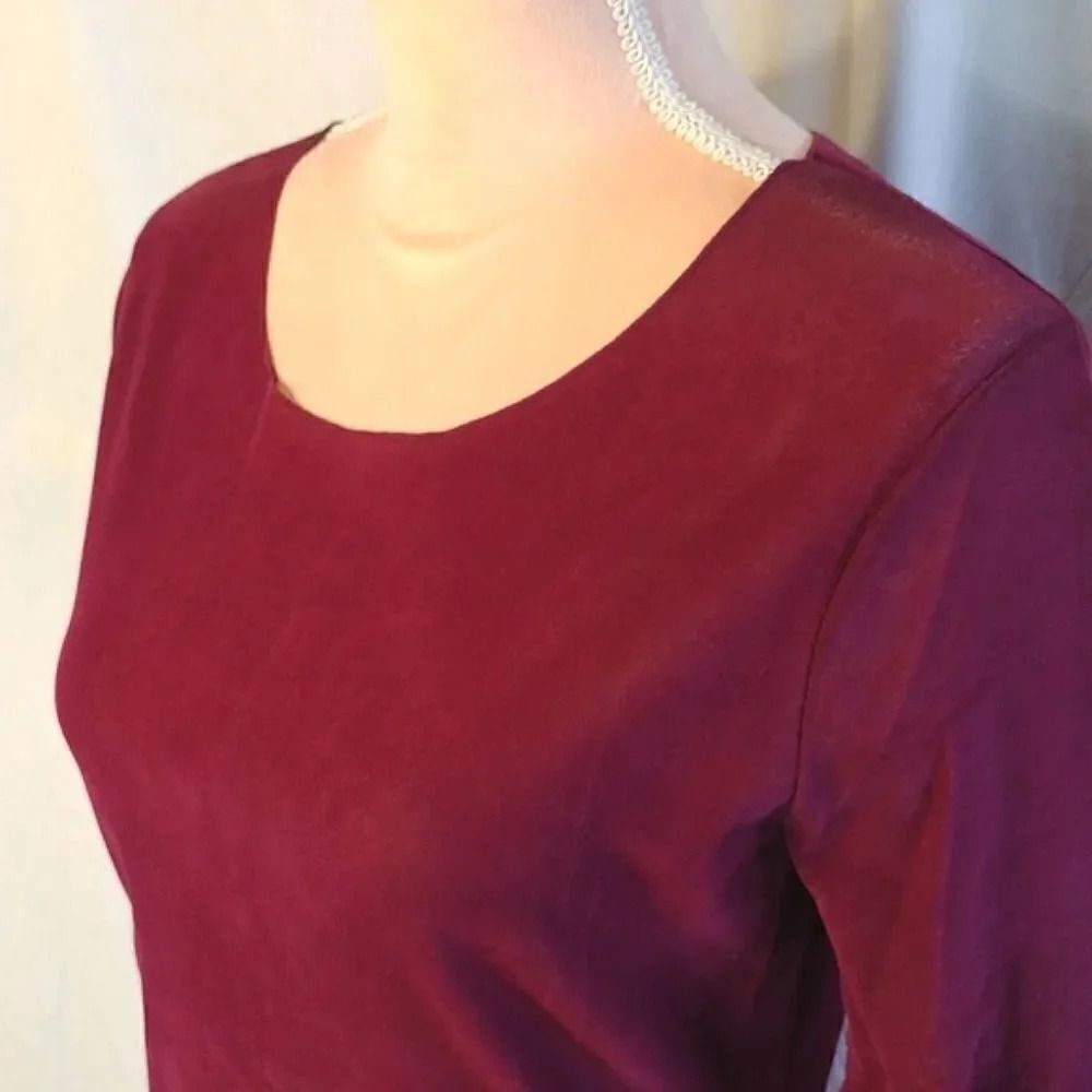 Free People Garnet Countdown Flocked Velvet Long Sleeve Top Large NWOT - Picture 7 of 16